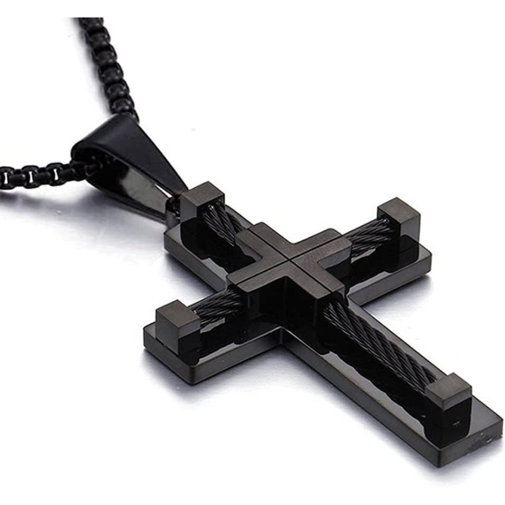 Men's Cross 316L Stainless Steel Large Jesus Christ Pendant Necklace